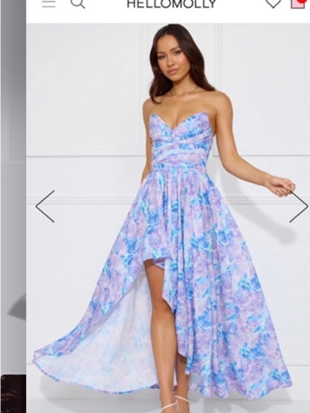 Hello Molly Pastel Lilac & Blue Strapless High-Low Dress